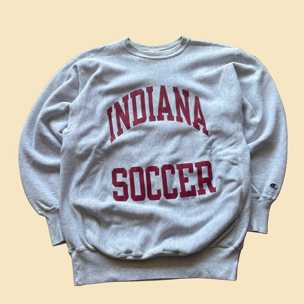 Vtg Champion Reverse Weave Indiana Soccer Crewneck Sweatshirt Gray Mens XXL IU